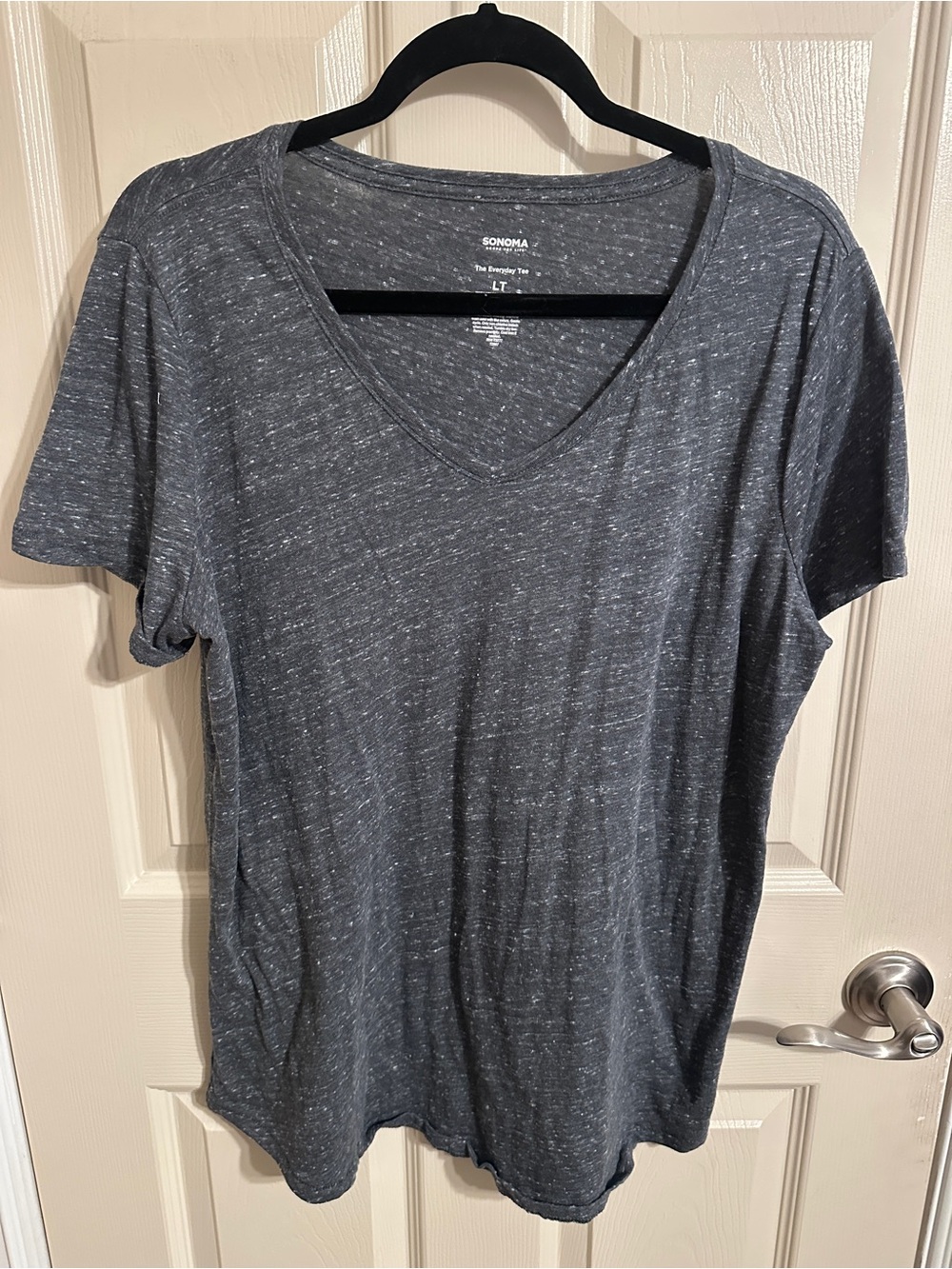 Sonoma Women's Heather Charcoal V-Neck Short Sleeve Tee, Sz Large Tall